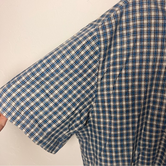 Stitch Note plaid casual button down shirt short sleeves 2XL blue - Picture 3 of 6